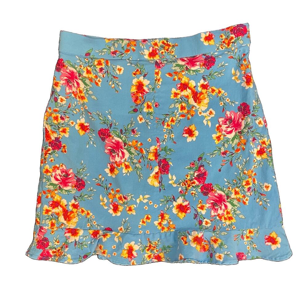 Counterparts Women’s S Blue Floral Pull-On Skort Built-In Shorts Stretch